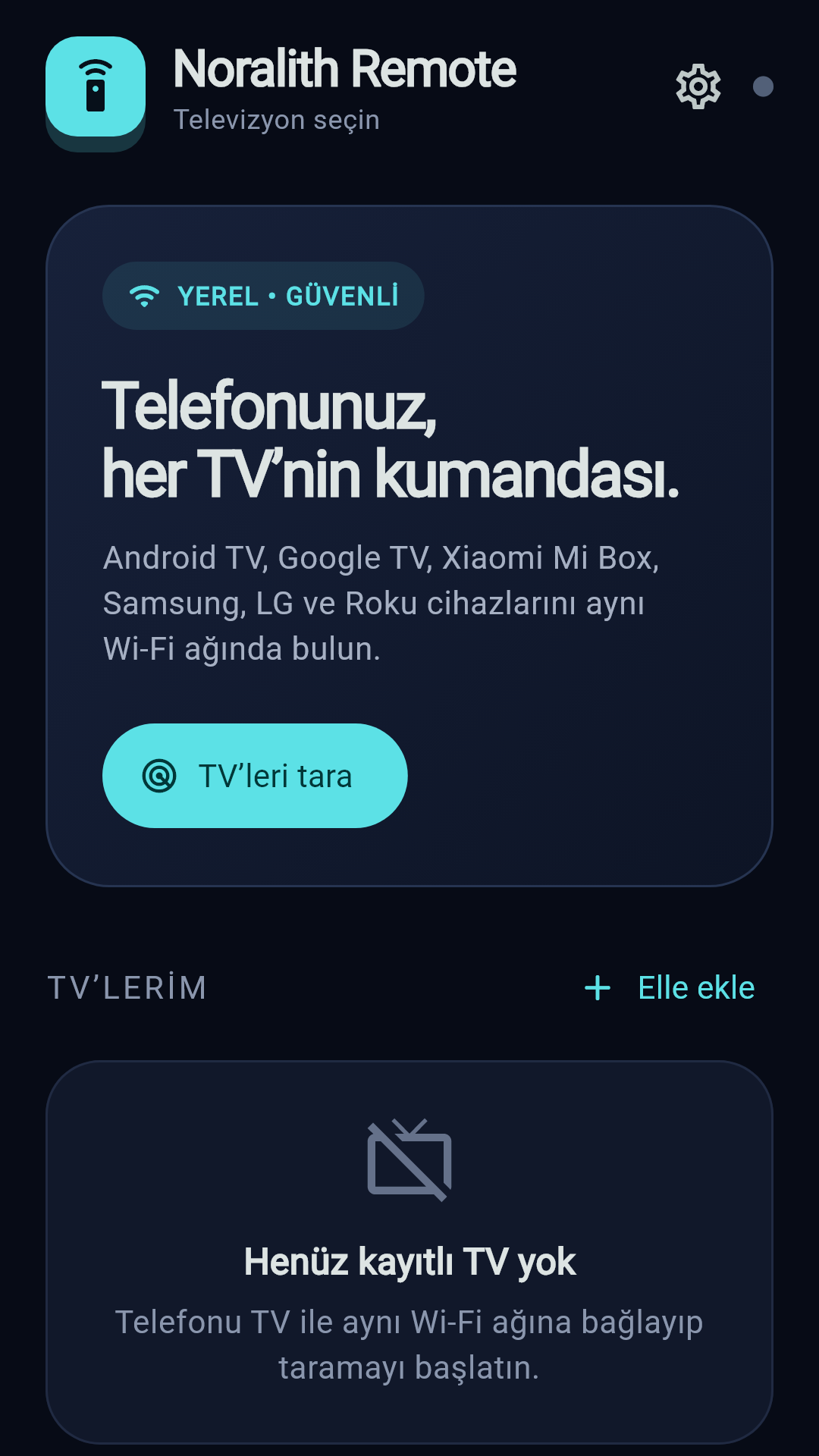 Noralith Remote televizyon bulma ekranı
