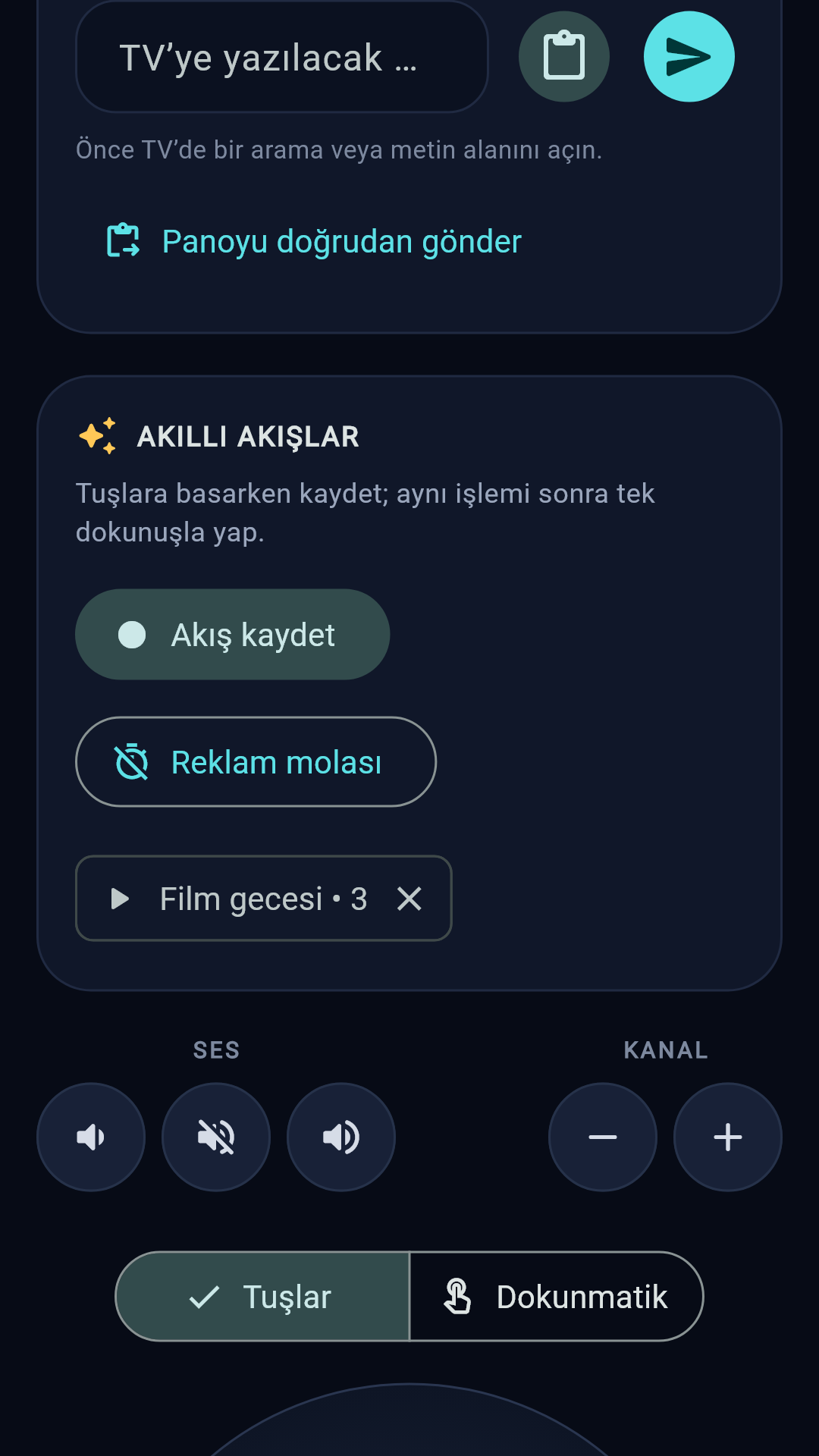 Noralith Remote telefon klavyesi ve akıllı akışlar ekranı